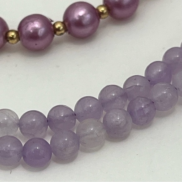 3 pc Purple VTG Beaded Necklace Lot - Picture 5 of 9